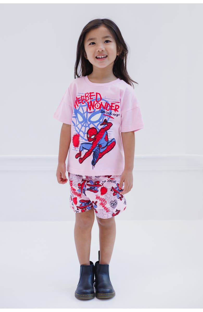 Marvel Spider-Man Girls' T-Shirt and Shorts Set, Alternate, color, Pink Spider Man