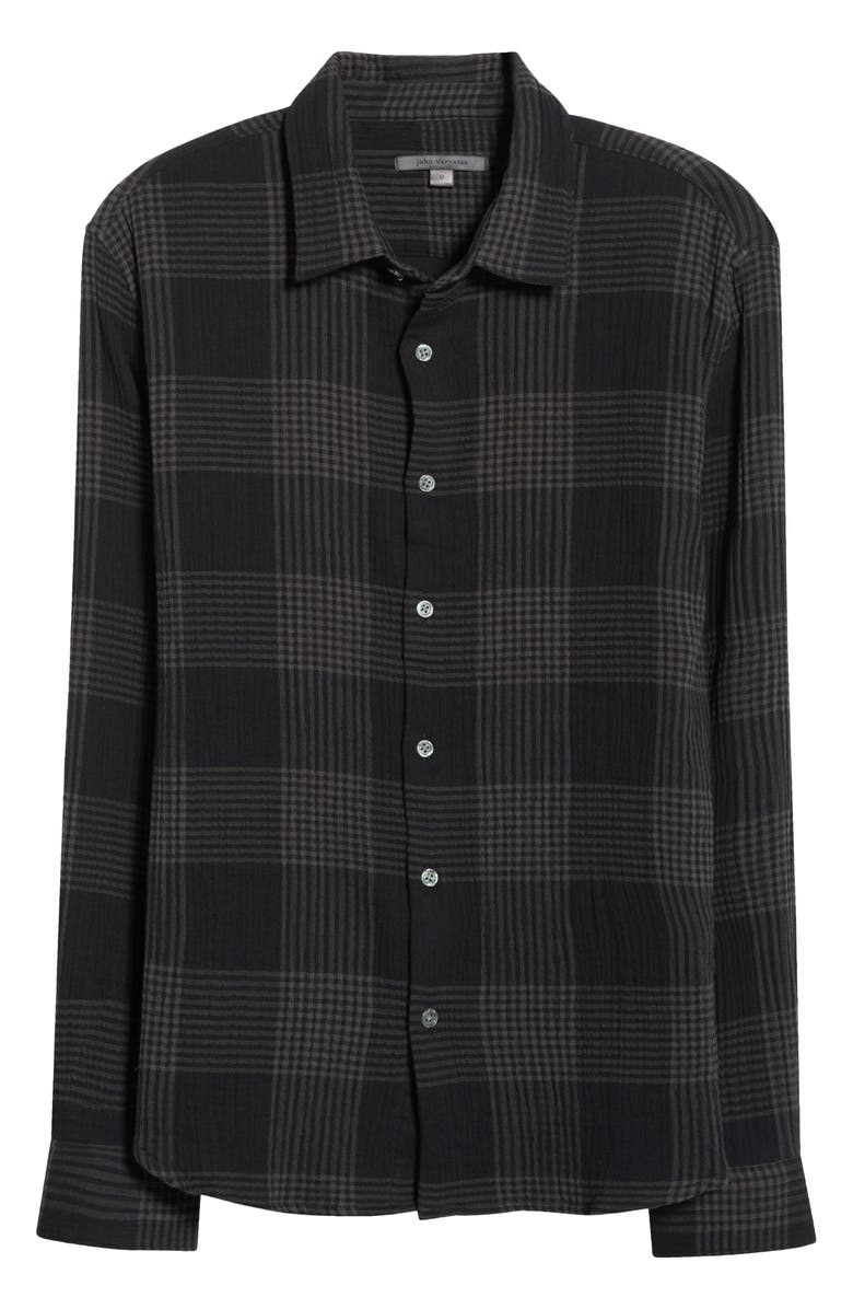 John Varvatos Luca Plaid Button-Up Shirt, Alternate, color, Black