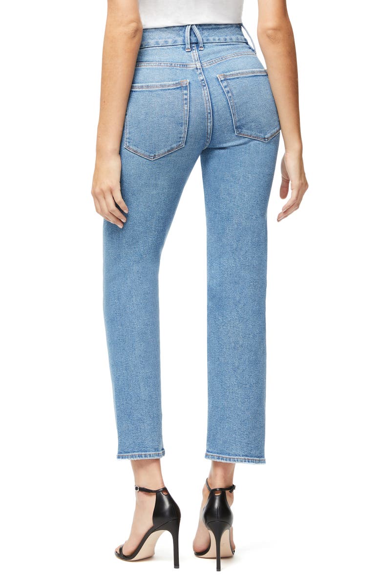 Good American Good Straight Twisted Seam Jeans, Alternate, color, 