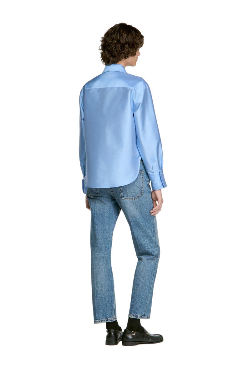 Jewellery detail satin shirt, Alternate, color, Sky blue