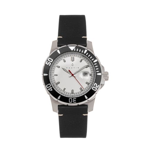 Nautis Dive Pro 200 Leather-Band Watch w/Date in Black/white  product