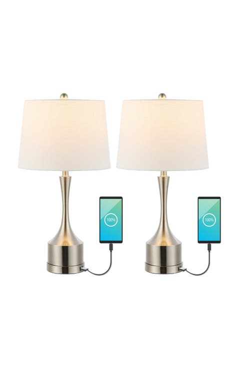 Cooper 26" Classic French Country Iron LED Table Lamp with USB Charging Port (Set of 2)