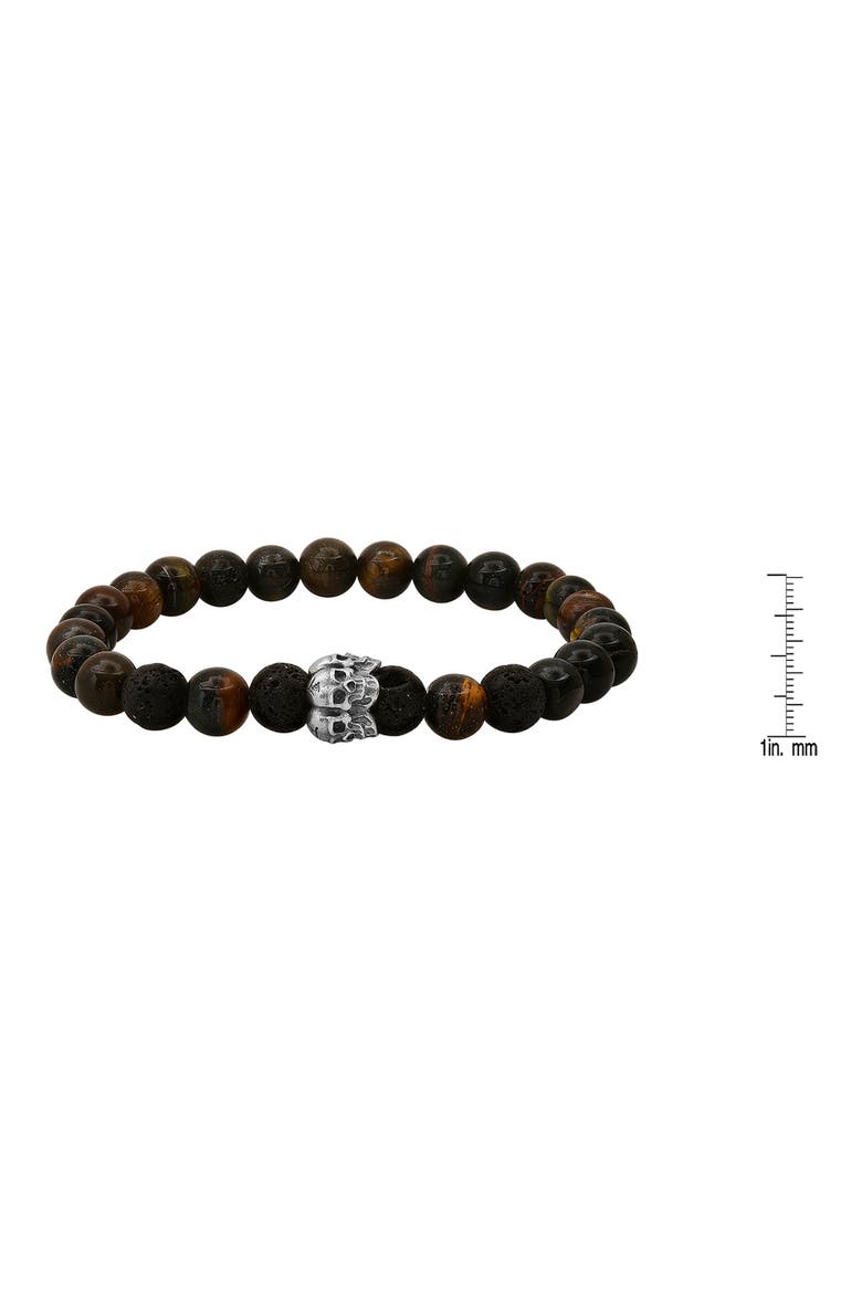 Sterling Silver Tiger's Eye & Lava Bead Stretch Bracelet, Alternate, color, BROWN/BLACK