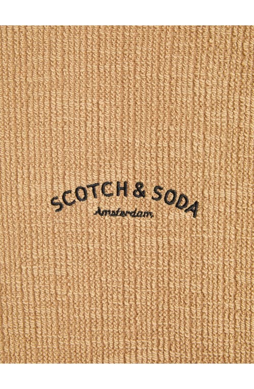 Scotch & Soda Textured Slub Knit T-shirt In Brown