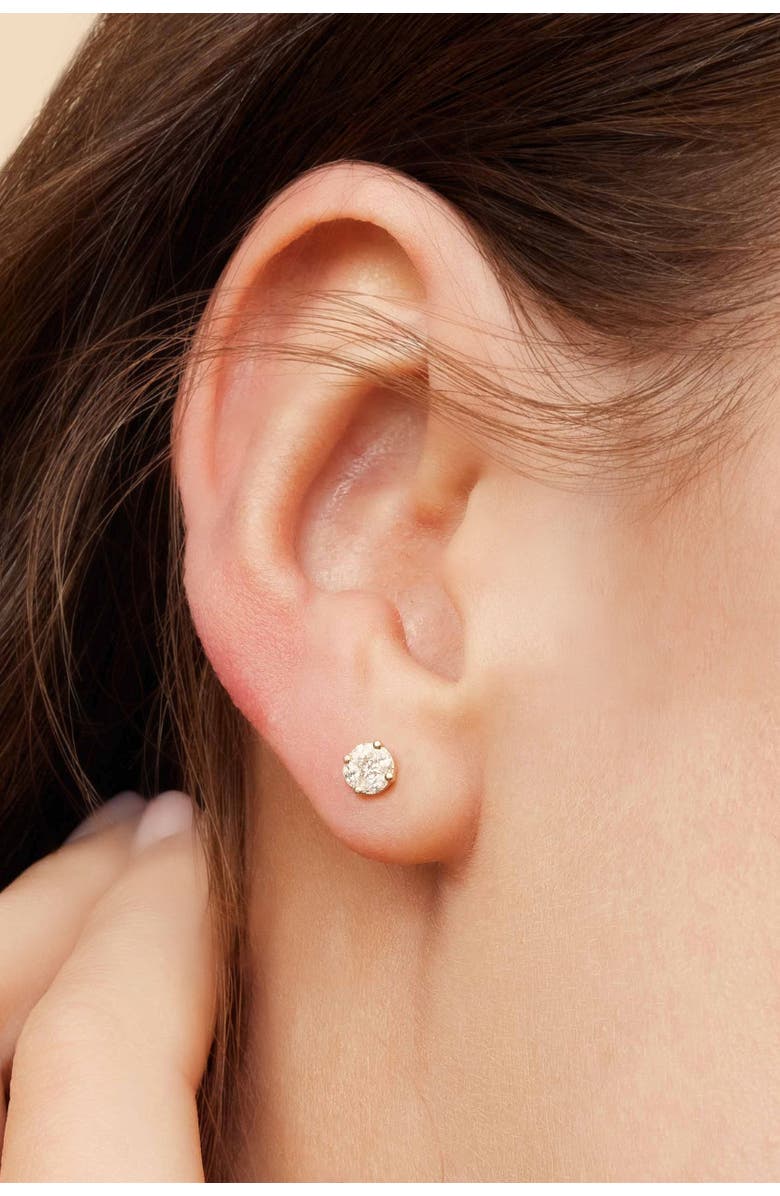 Oradina 14K Gold Illusion Small Diamond Studs, Alternate, color, White Gold - Diamonds