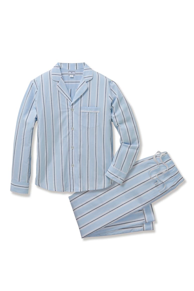 Classic Stripe Cotton Twill Pajamas, Alternate, color, BLUE