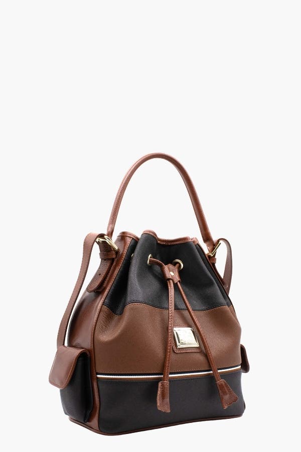 Unique 360 Bucket Bag, Alternate, color, Black / Brown
