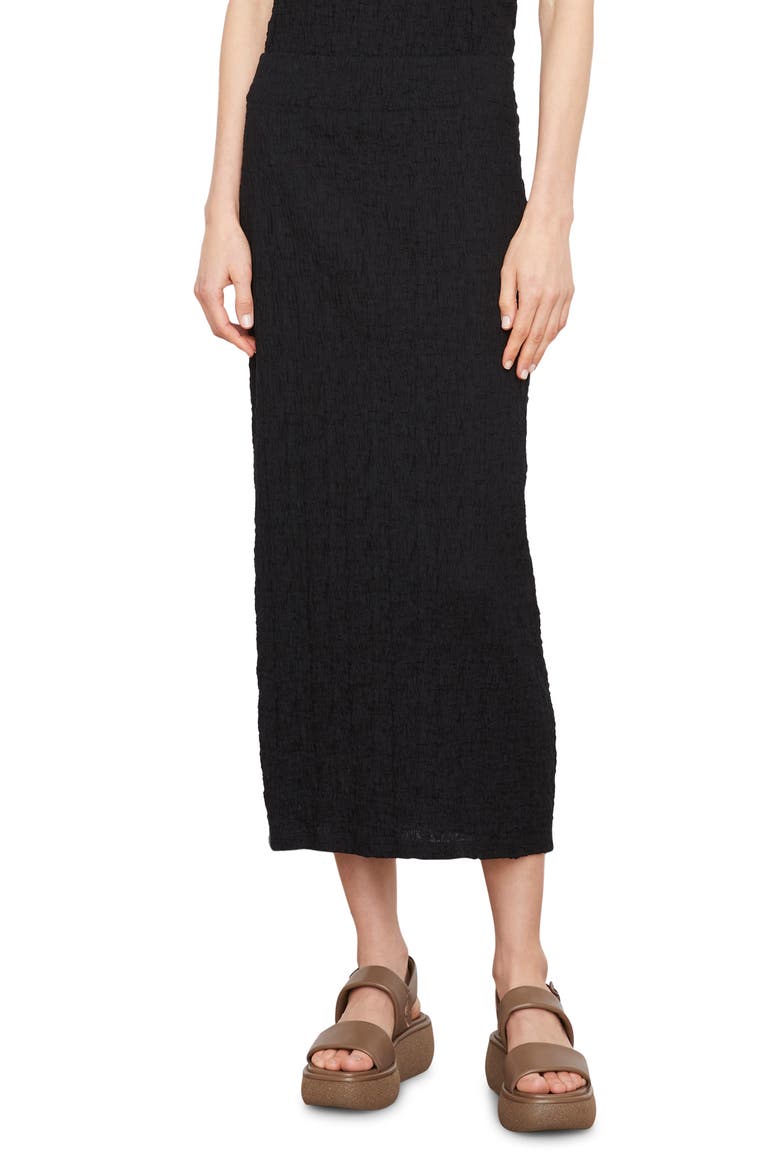 Smocked Cotton Blend Midi Skirt, Main, color, BLACK