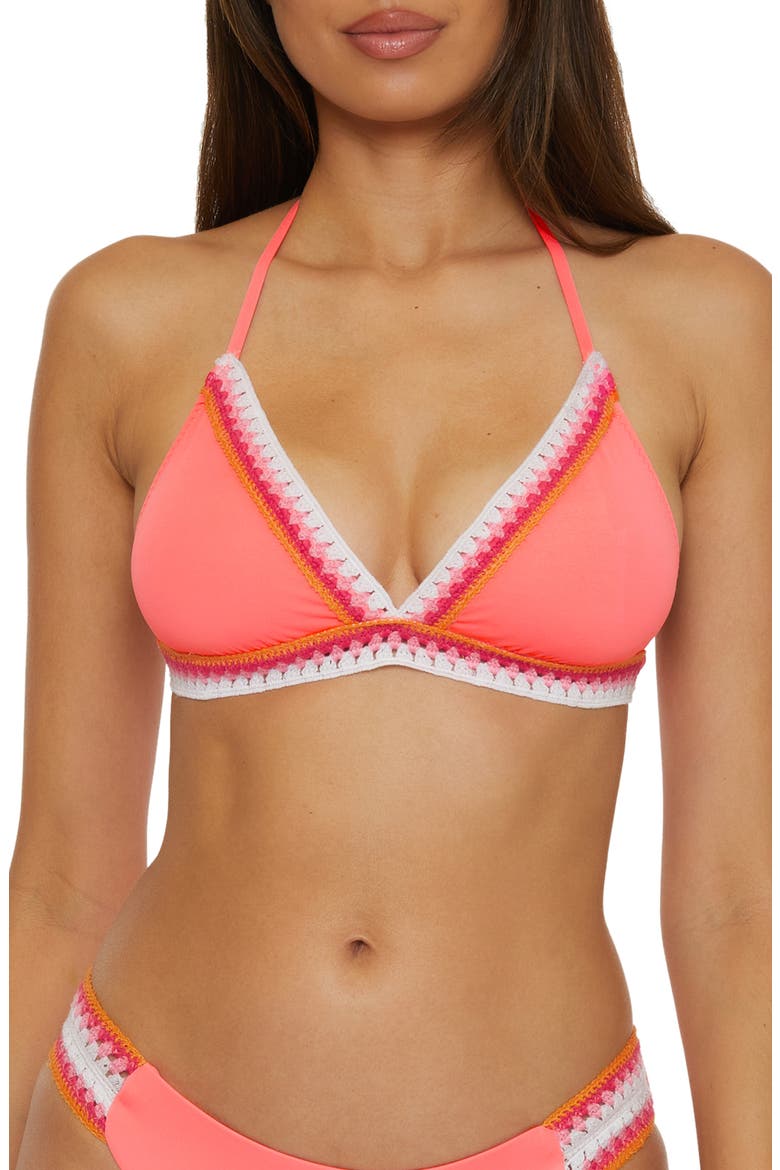 Delilah Triangle Bikini Top, Main, color, CORAL CRUSH