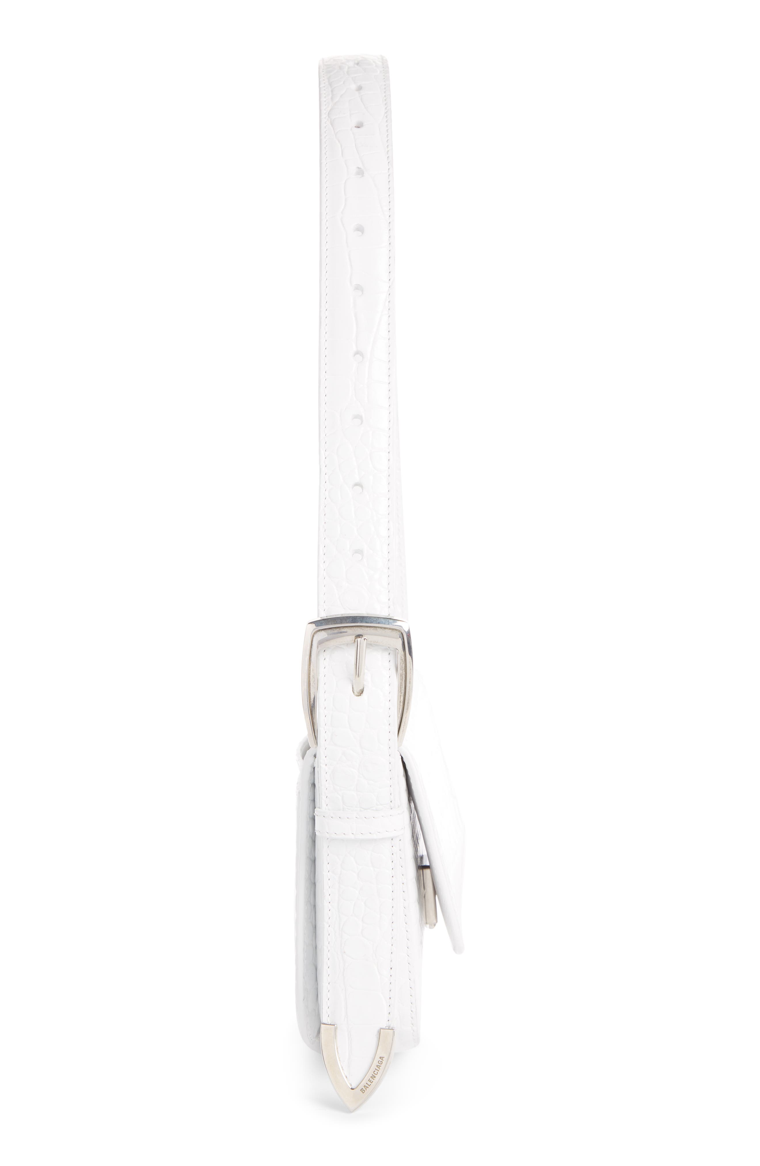 Balenciaga Ghost Sling Croc Embossed Leather Shoulder Bag, Alternate, color, 