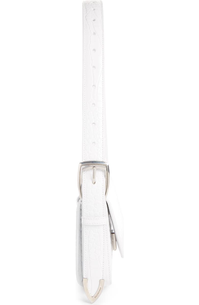 Balenciaga Ghost Sling Croc Embossed Leather Shoulder Bag, Alternate, color,