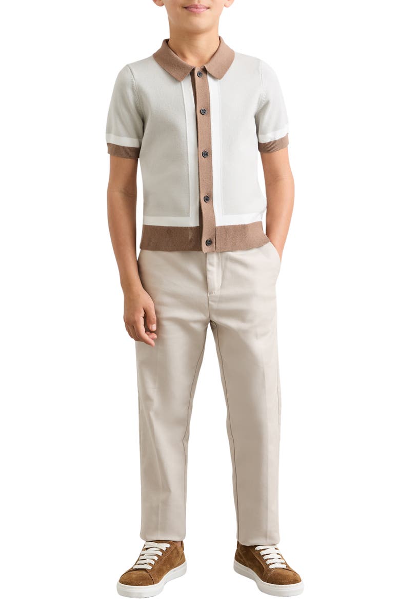 Reiss Kids' Craig Knit Top, Alternate, color, Taupe/ Off White