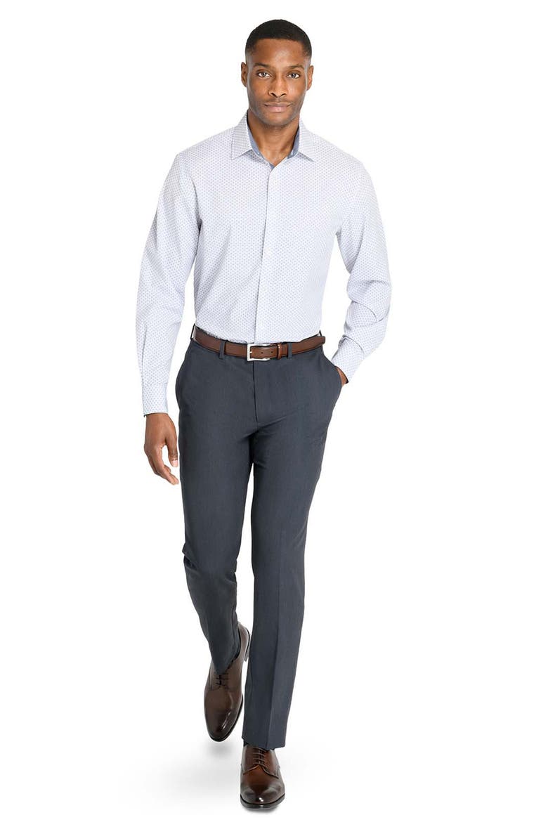 Slim Fit Dash Print Performance Dress Shirt, Alternate, color, WHITE/ BLACK