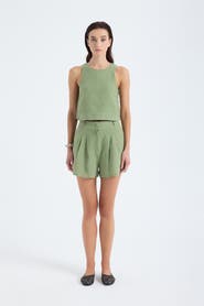 Monlicia Reve 100% Linen Relaxed Fit High-Waist Shorts