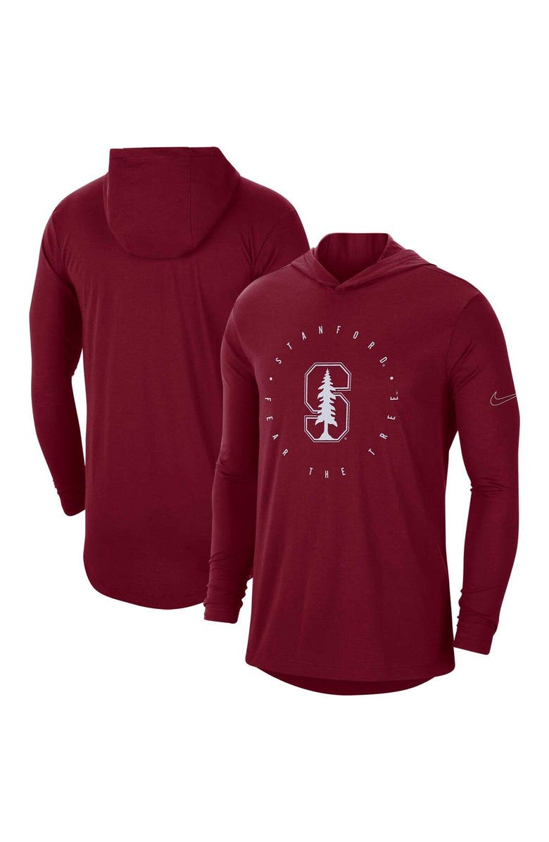 Nike Men's Nike Cardinal Stanford Cardinal Campus Tri-Blend Performance Long Sleeve Hooded T-Shirt, Main, color,