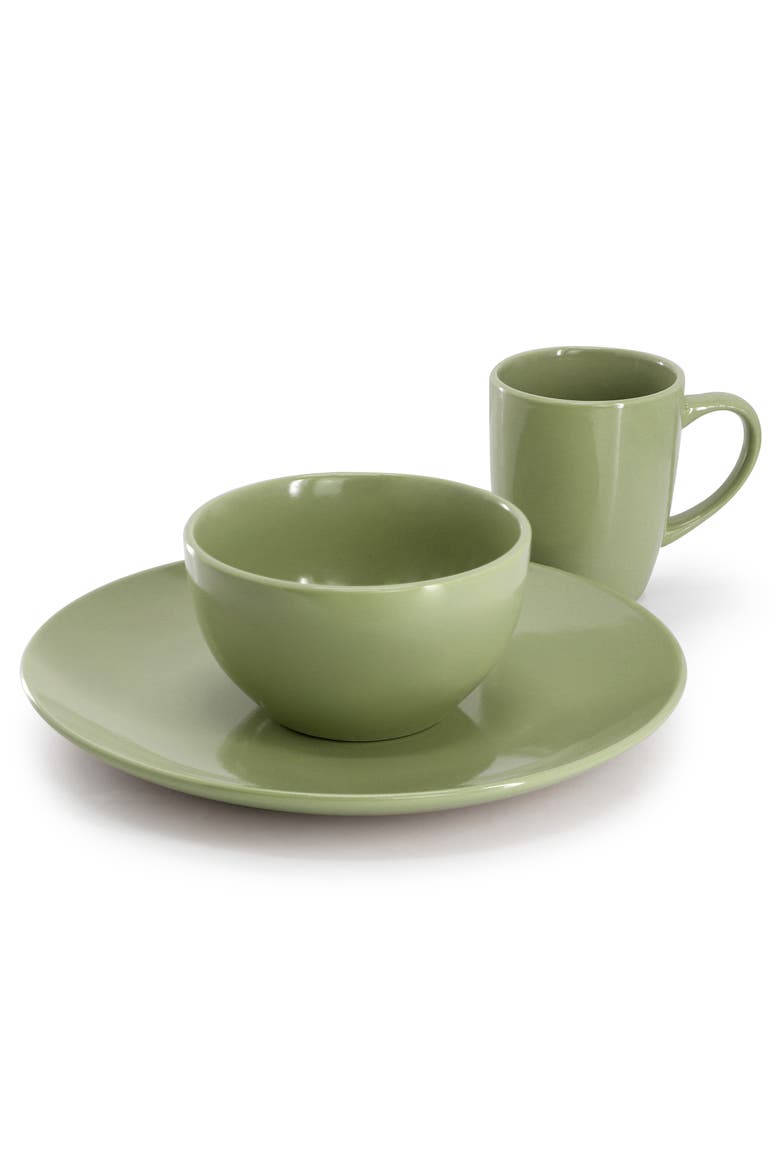 Everyday Plus 12 Piece Stoneware Dinnerware Set, Alternate, color, Green