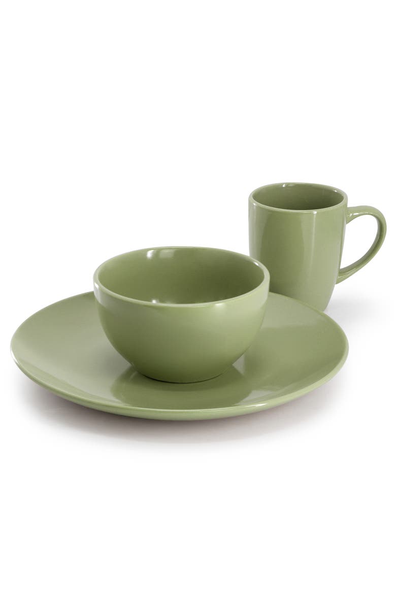 Gibson Home Everyday Plus 12 Piece Stoneware Dinnerware Set, Alternate, color, Green