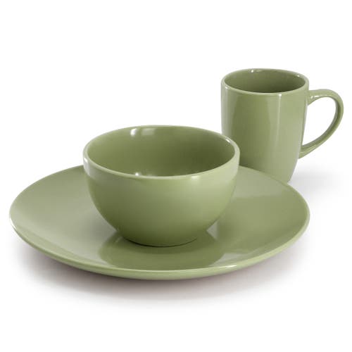 Gibson Home Everyday Plus 12 Piece Stoneware Dinnerware Set In Green