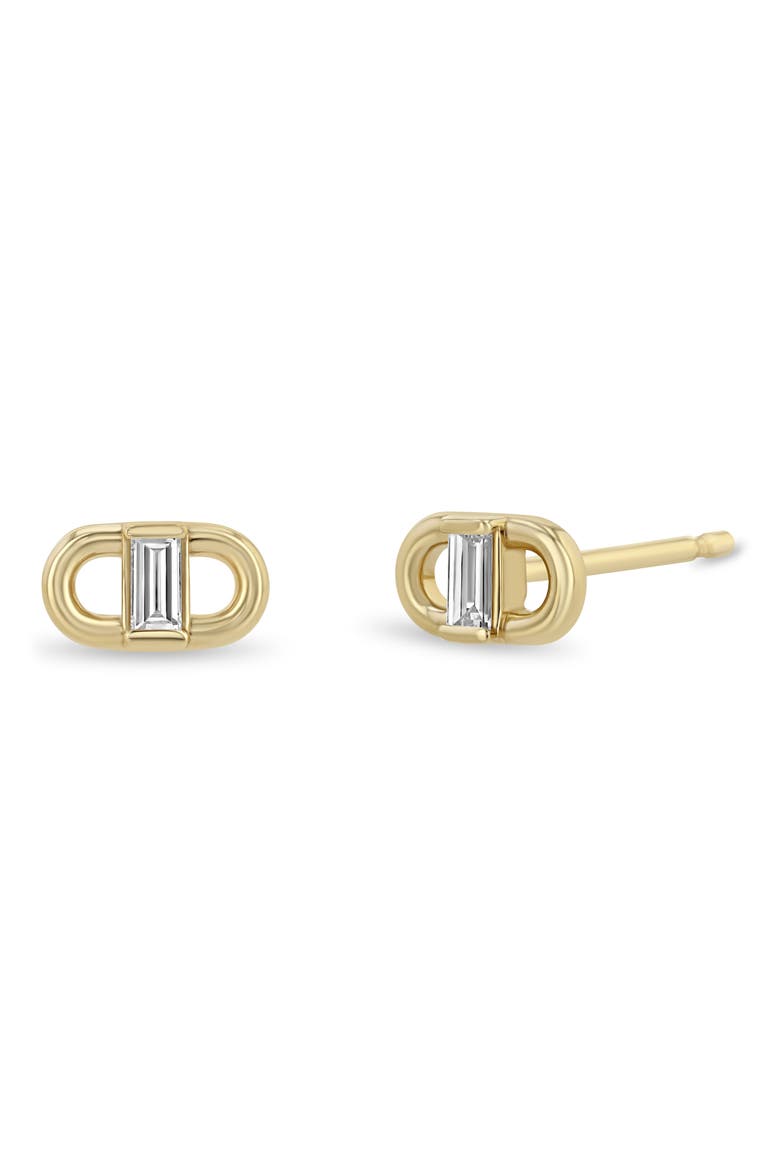 Diamond Oval Link Stud Earrings, Main, color, YELLOW GOLD