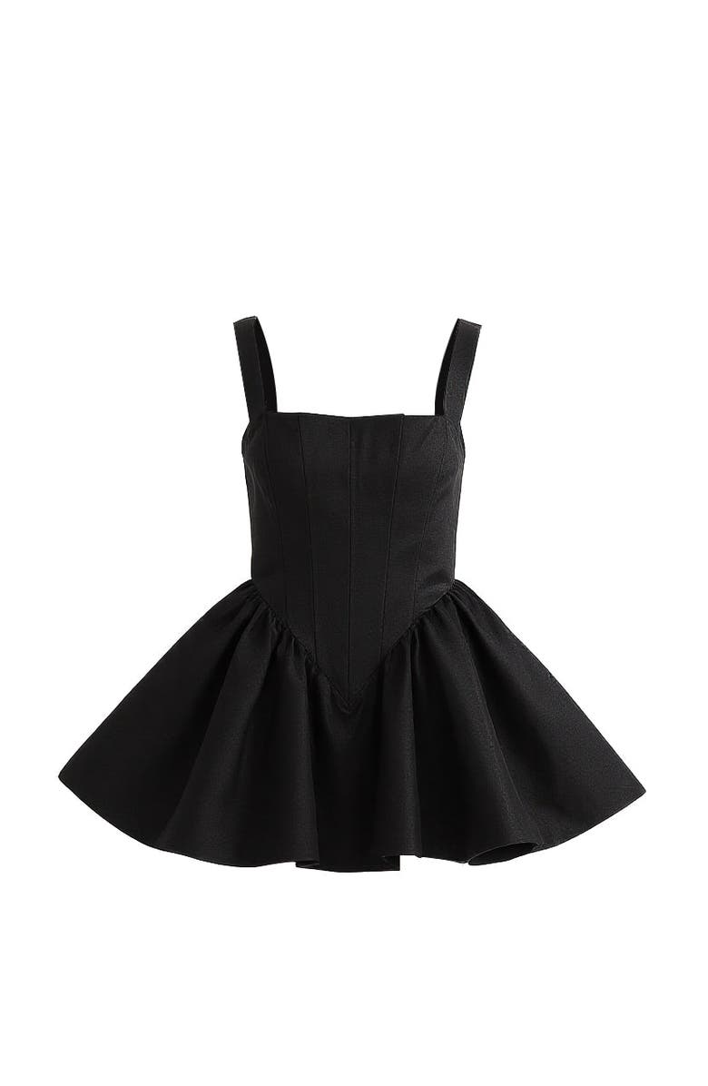 Tulleen Square-Neck Flared Dress, Alternate, color, Black