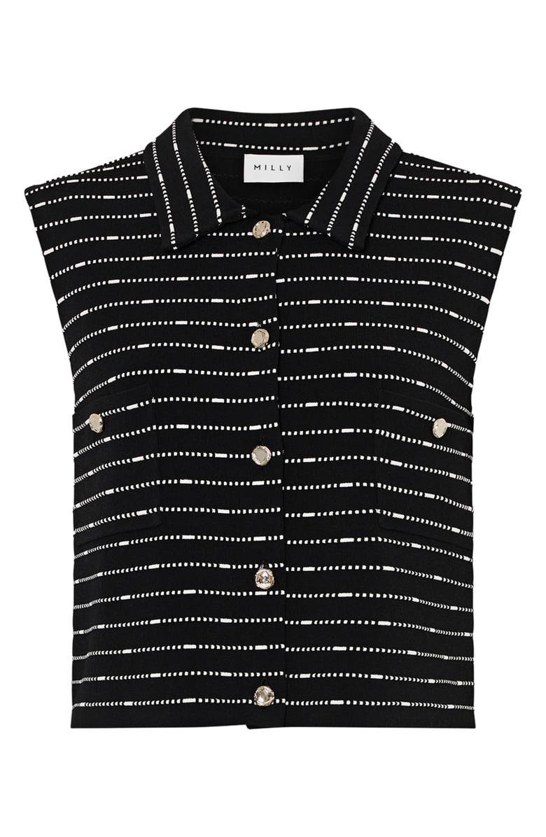 Milly Lainey Sleeveless Button-Up Top, Main, color, Black/ White