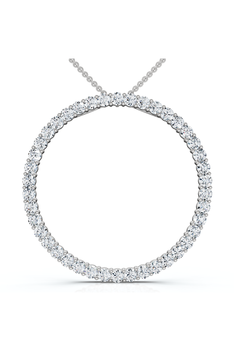 1Ct TW Circle Diamond Pendant 18" Necklace Lab Grown 1" Tall, Main, color, Silver