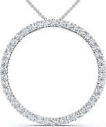 Bliss Diamond 1Ct TW Circle Diamond Pendant 18" Necklace Lab Grown 1" Tall