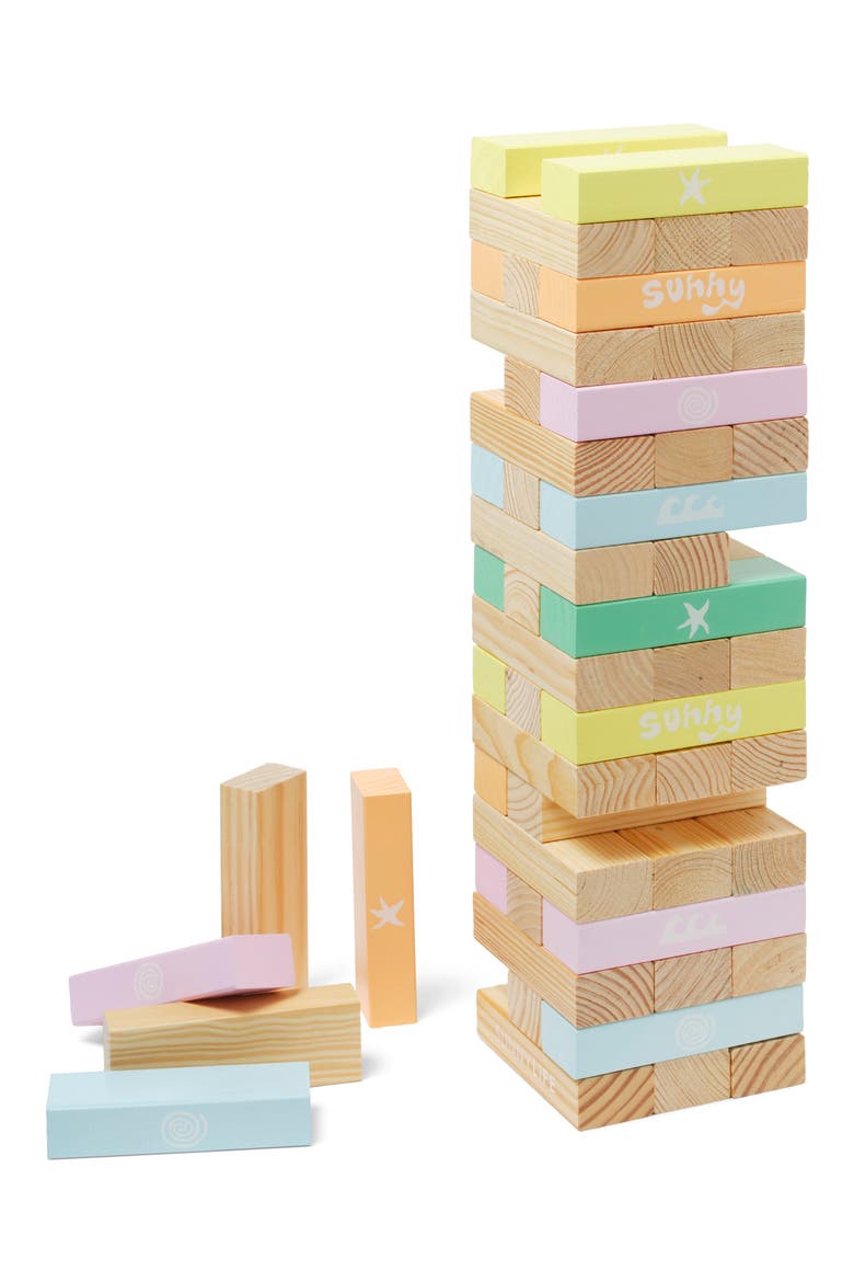 Poolside Giant Wood Jumbling Tower, Alternate, color, PASTEL GELATO
