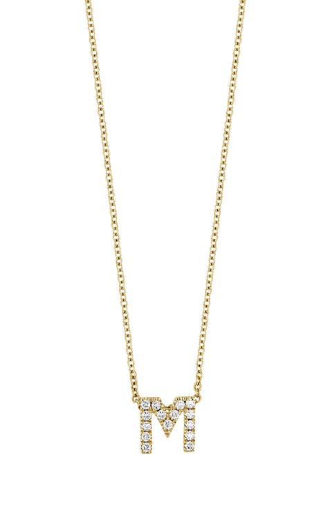 18k Gold Pavé Diamond Initial Pendant Necklace