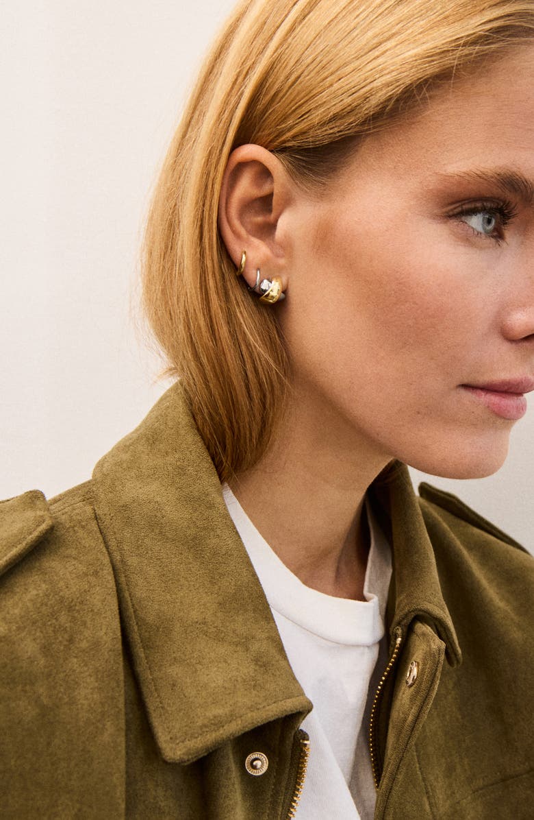 BaubleBar Melanie Mixed Metal Stud Earrings, Alternate, color, Gold