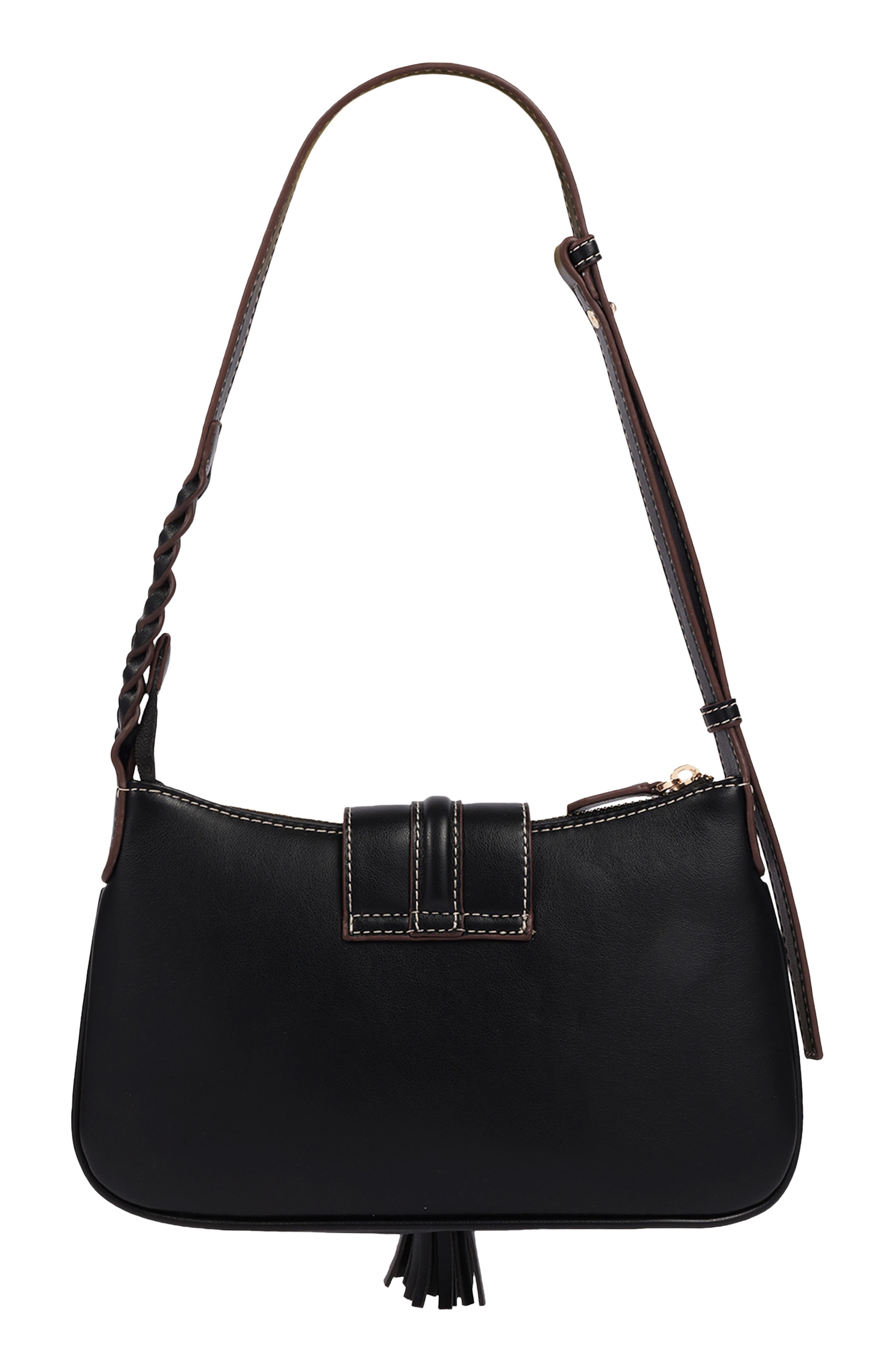 Leopard Band Faux Leather Shoulder Bag, Alternate, color, BLACK