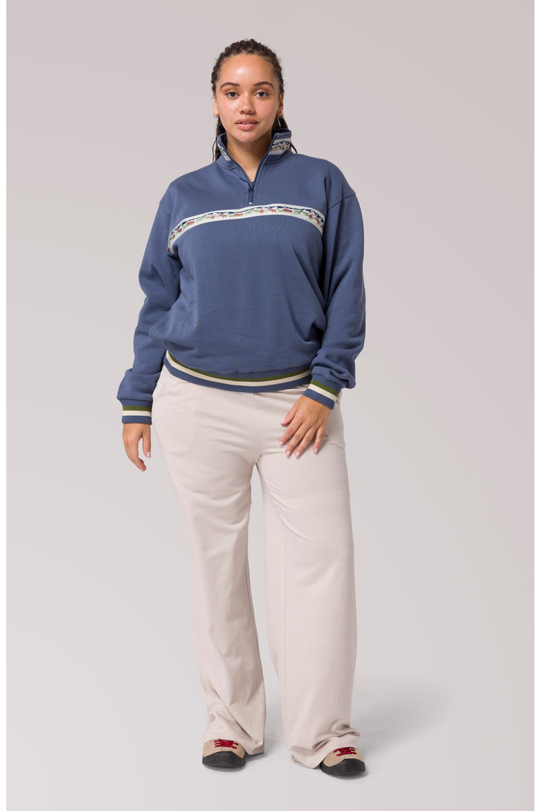 Acadia Moose Quarter Zip Fleece, Main, color, Blue Fog