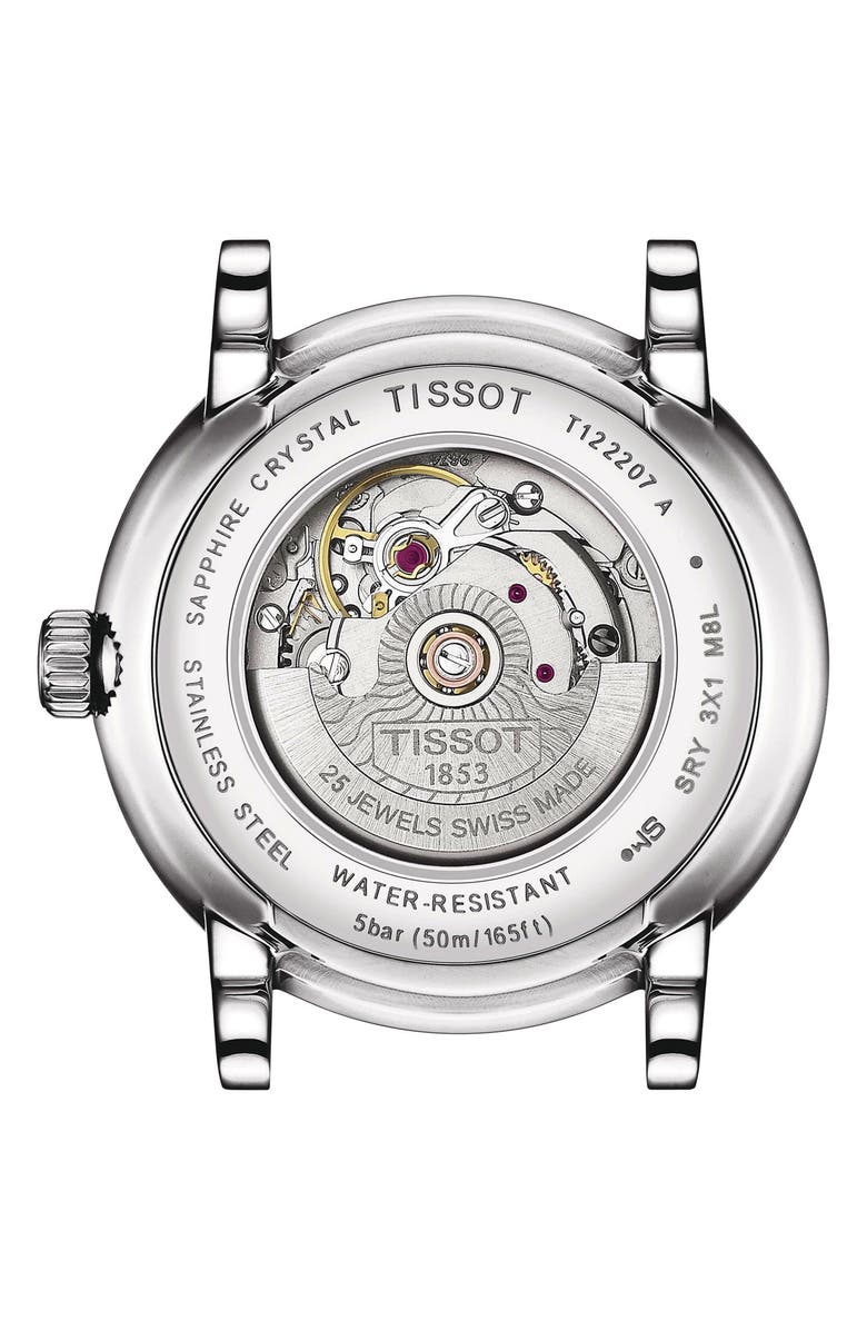 Tissot Carson Premium Diamond Leather Strap Watch, 30mm, Alternate, color, Black