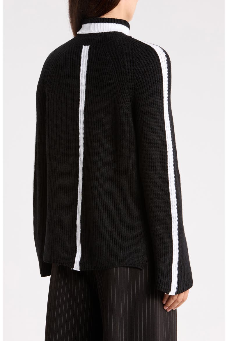 Bold Stripe Mock Neck Sweater, Alternate, color, BLACK
