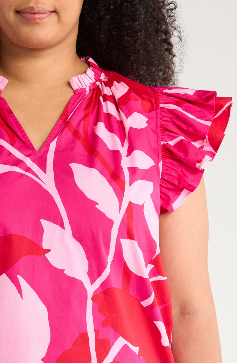 SUGARLIPS Floral Rosette Ruffle Top, Alternate, color, Magenta Pink/ Cherry