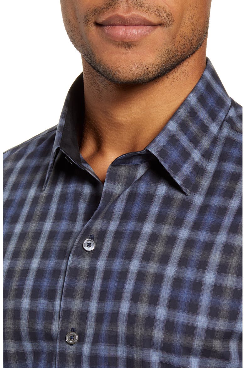 Ojeda Regular Fit Plaid Button-Up Shirt, Alternate, color, NAVY