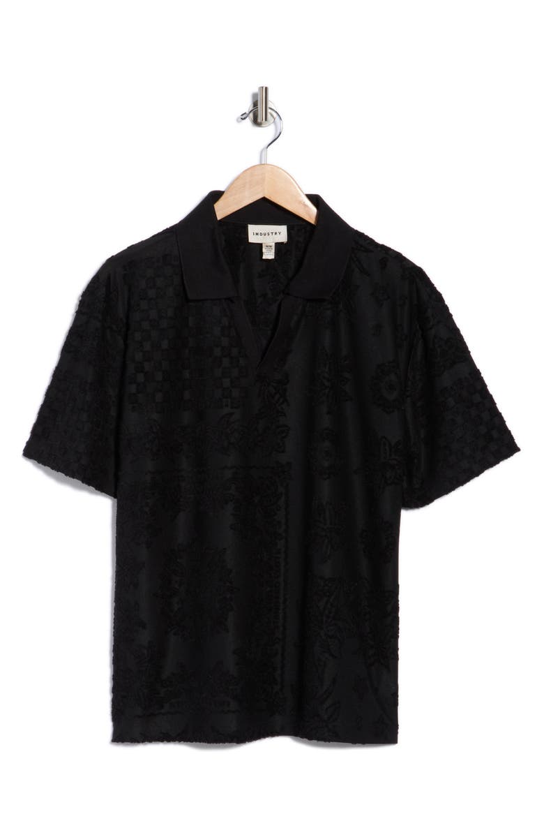 INDUSTRY REPUBLIC CLOTHING Johnny Collar Terry Polo, Alternate, color, Black