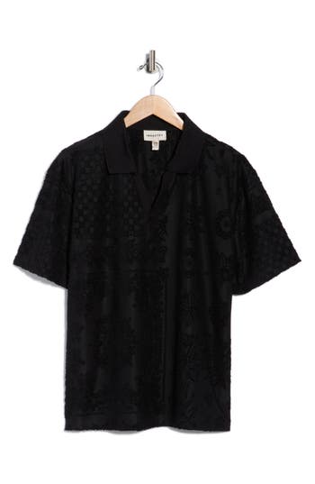 Industry Republic Clothing Johnny Collar Terry Polo In Black