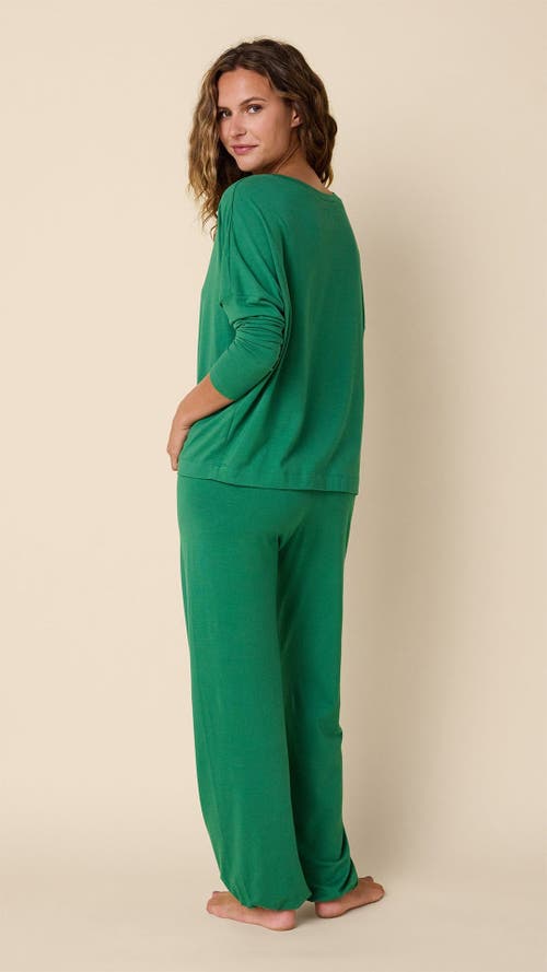 The Cat's Pajamas Pima Knit Pullover Set In Green