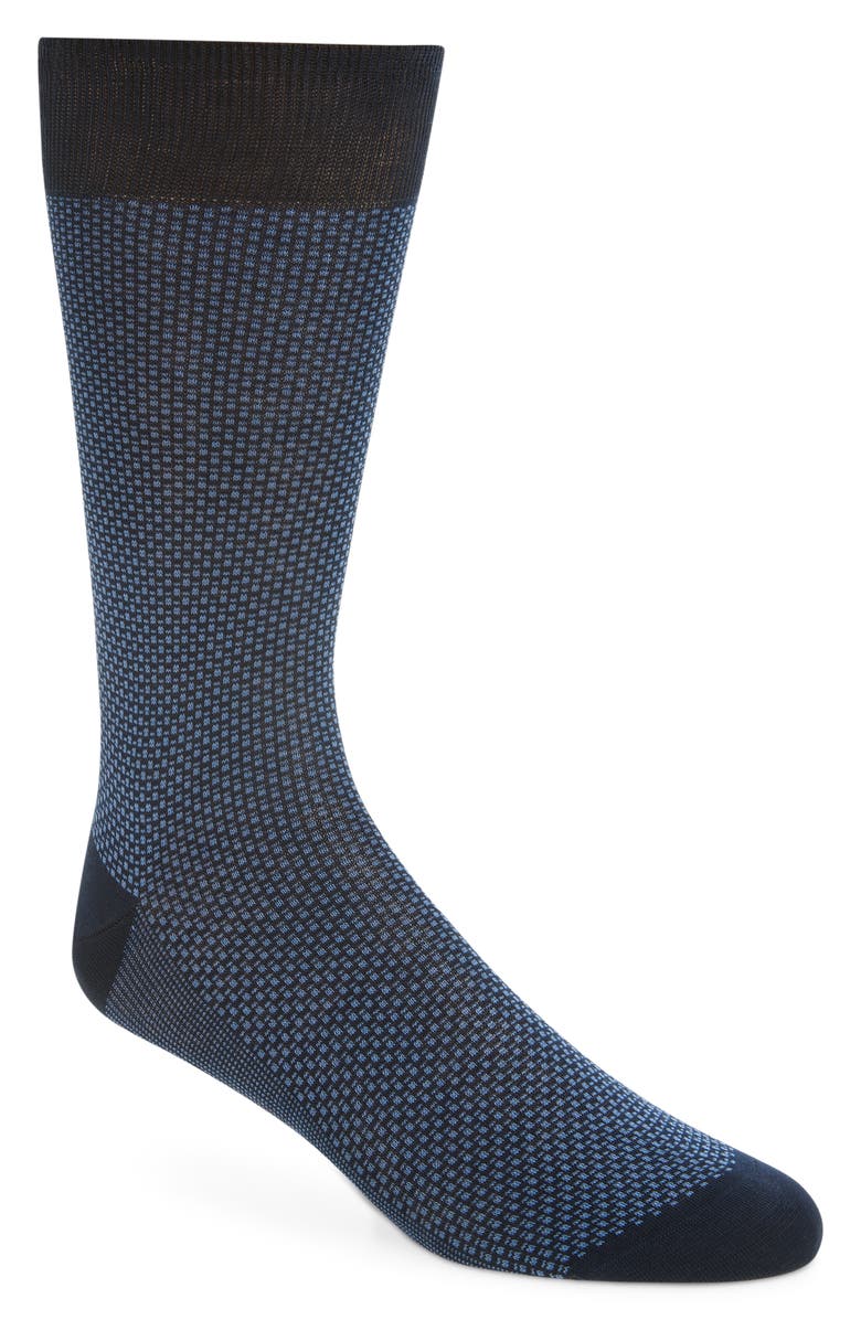 Canali Cotton Jacquard Dress Socks, Main, color, Navy