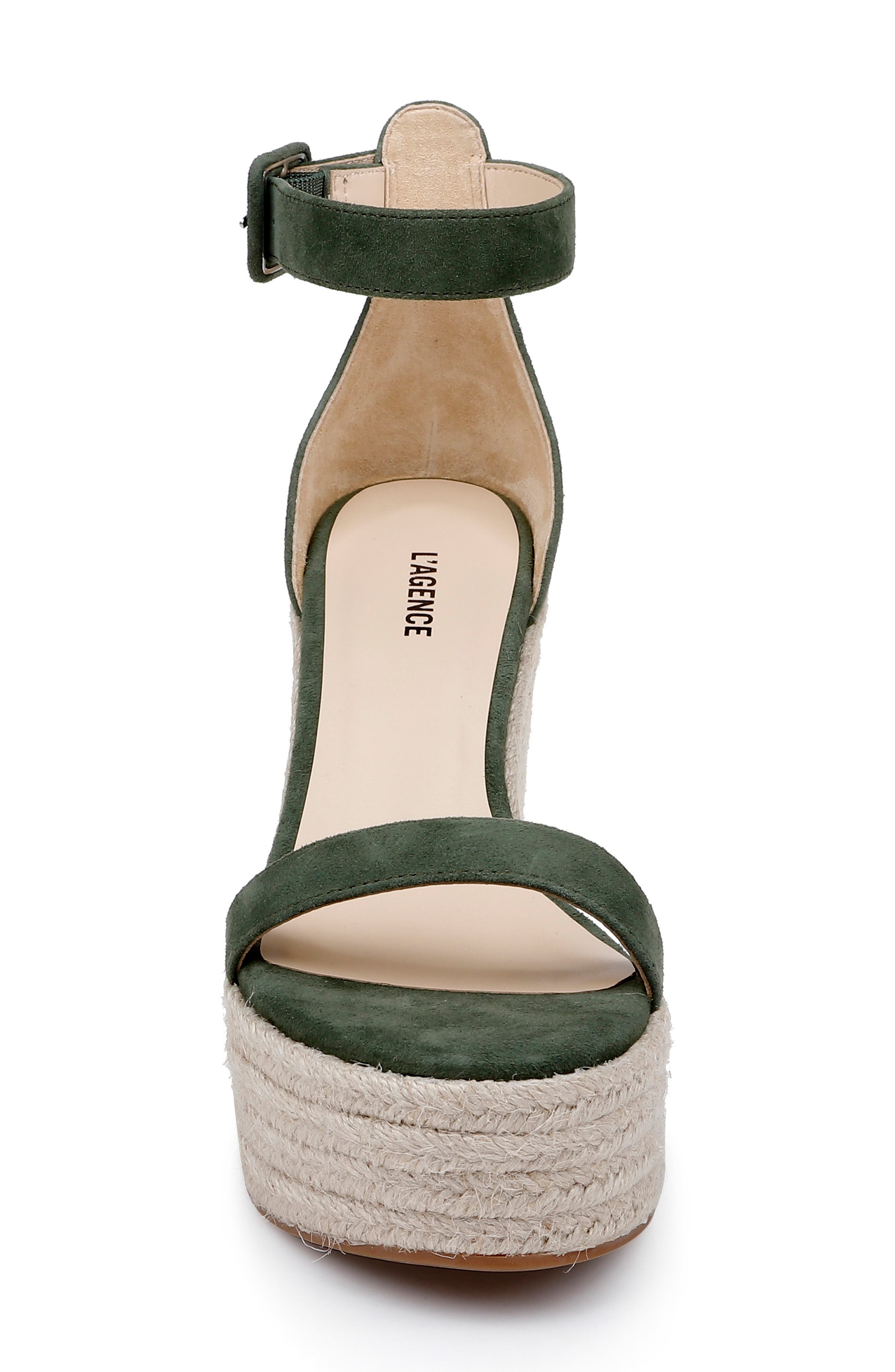 L'AGENCE Avice Ankle Strap Espadrille Platform Wedge Sandal, Alternate, color, Clover