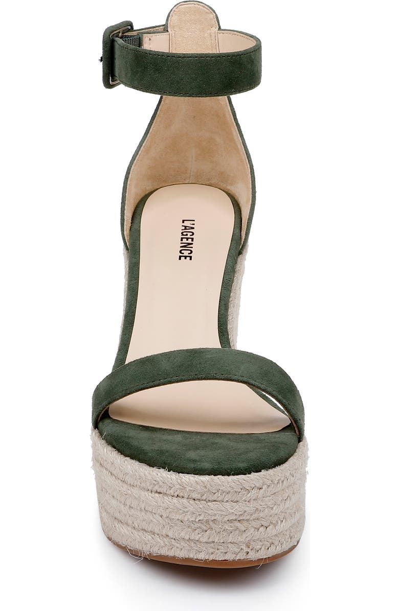 L'AGENCE Avice Ankle Strap Espadrille Platform Wedge Sandal, Alternate, color, Clover