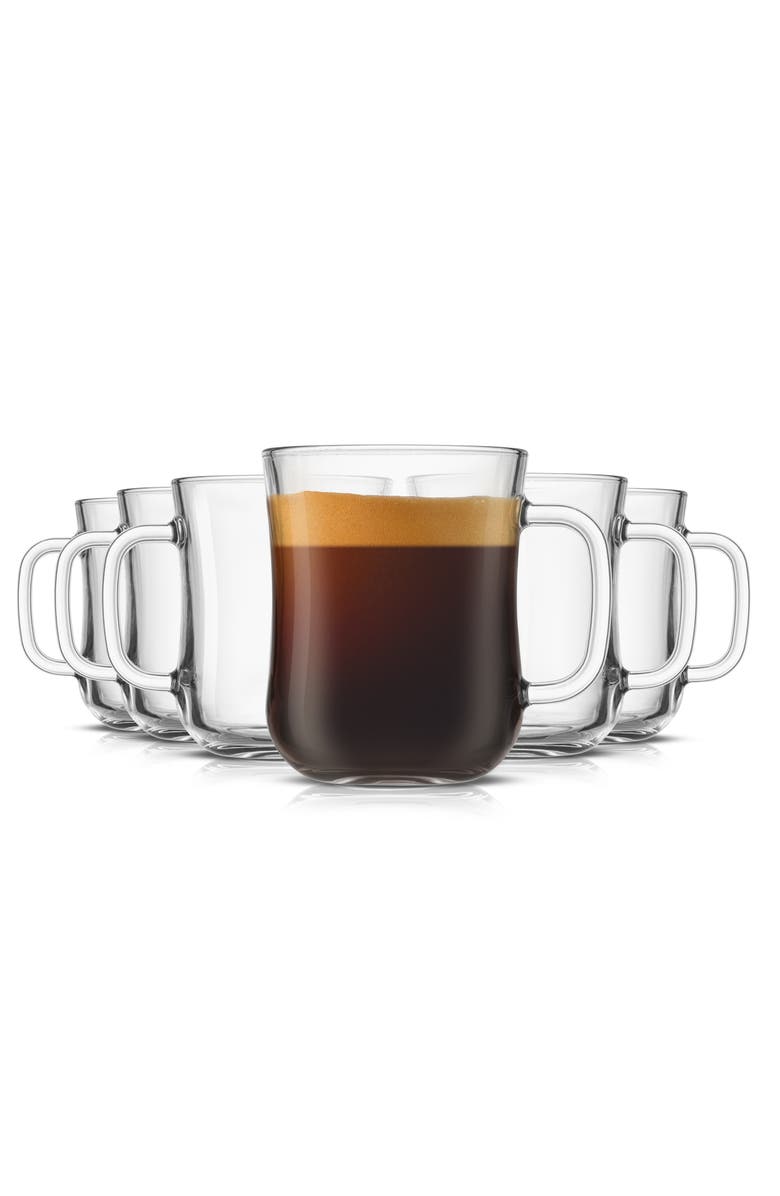 JoyJolt Set of 6 Diner Tea Coffee Mugs, Alternate, color, Clear