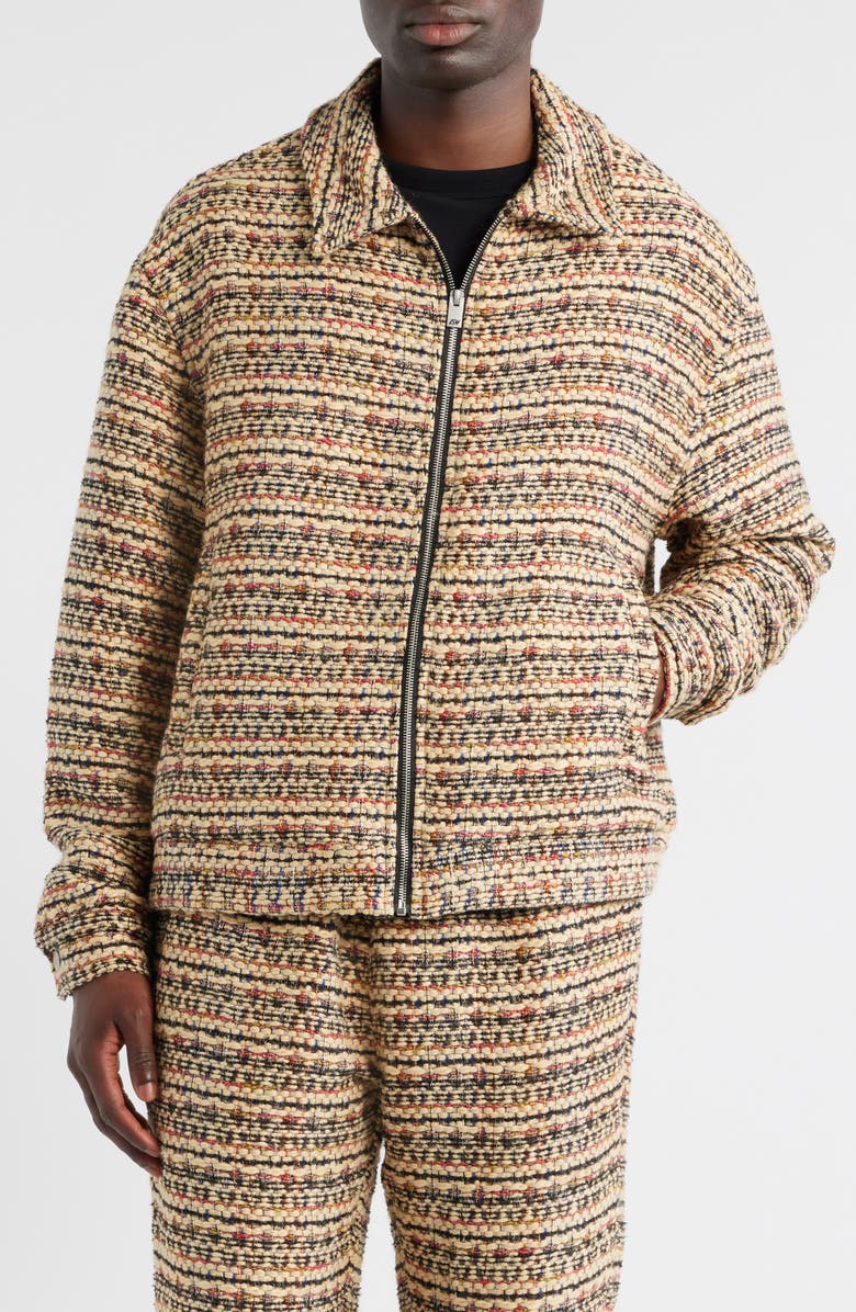 DIET STARTS MONDAY Tweed Zip Jacket, Alternate, color, Tan Multi