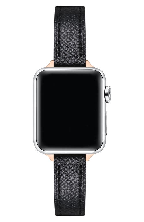 The Posh Tech Cleo Skinny Leather Apple Watch® Watchband In Black