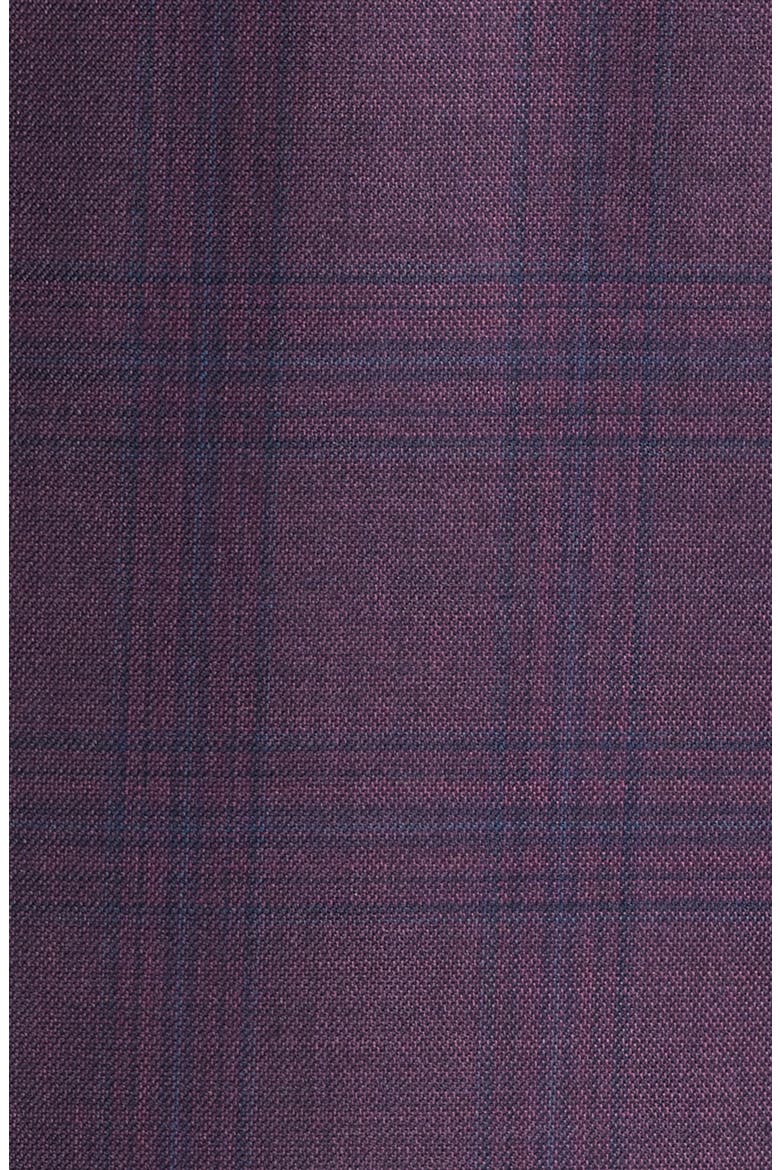 Siena Regular Fit Dark Purple Plaid Super 130s Wool Sport Coat, Alternate, color, DARK RED