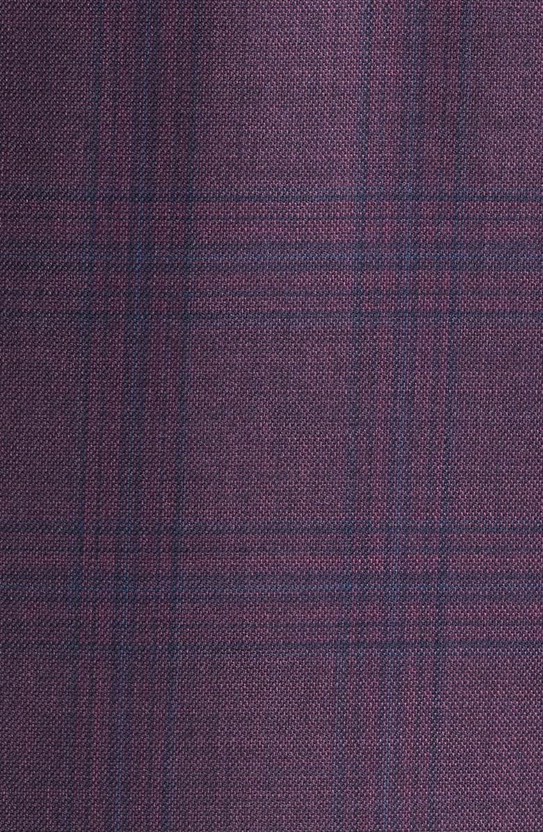 Canali Siena Regular Fit Dark Purple Plaid Super 130s Wool Sport Coat, Alternate, color, Dark Red