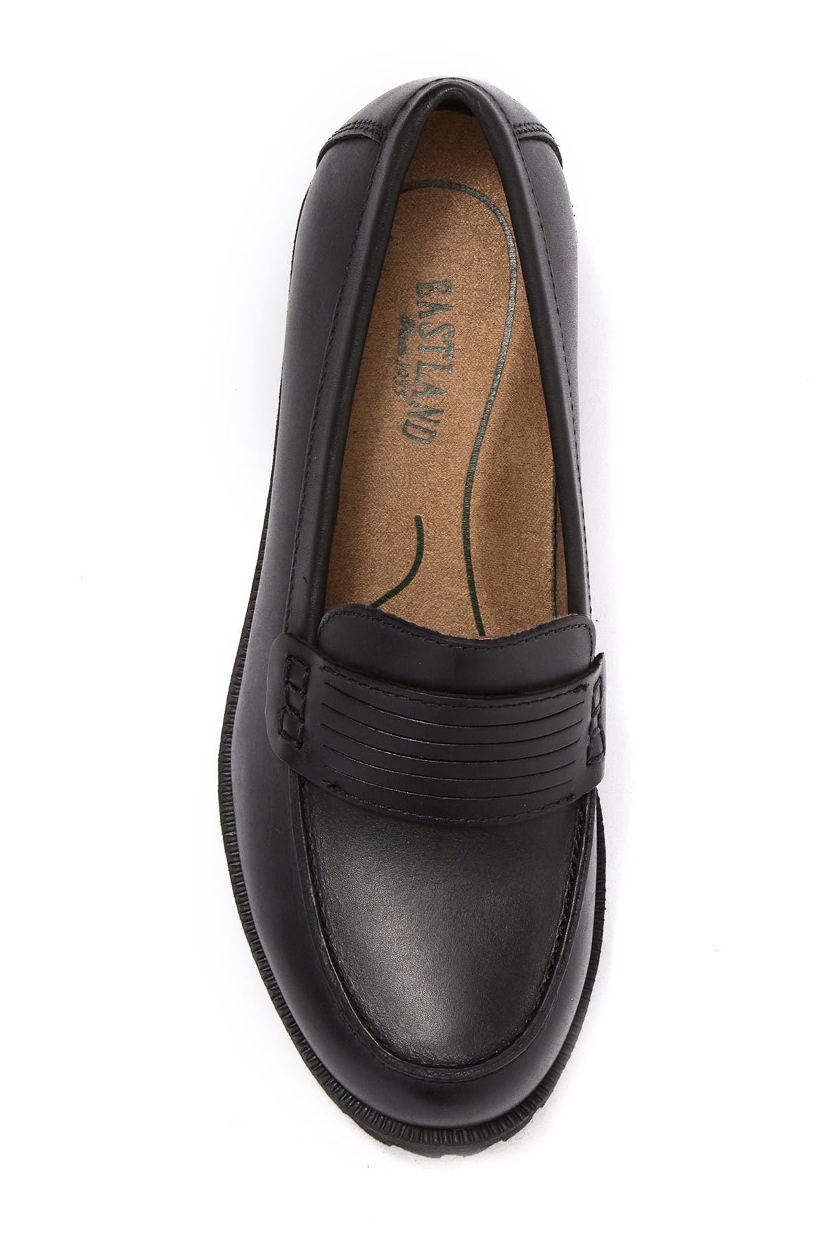 Eastland Newbury Leather Block Heel Loafer, Alternate, color, Black