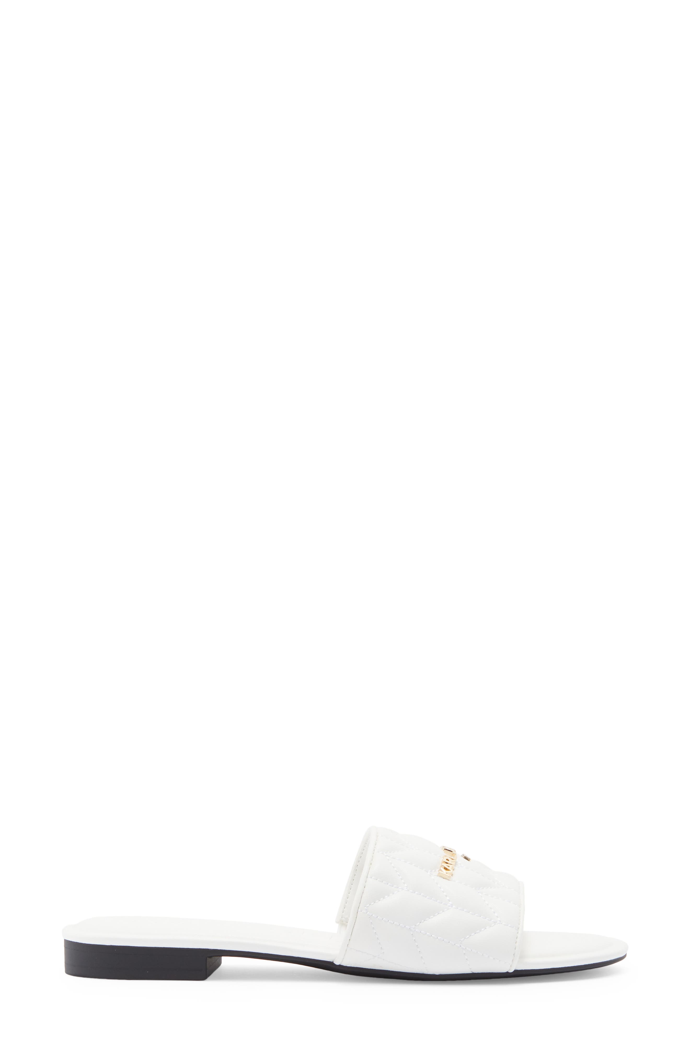 KARL LAGERFELD PARIS Cati Quilted Slide Sandal, Alternate, color, White