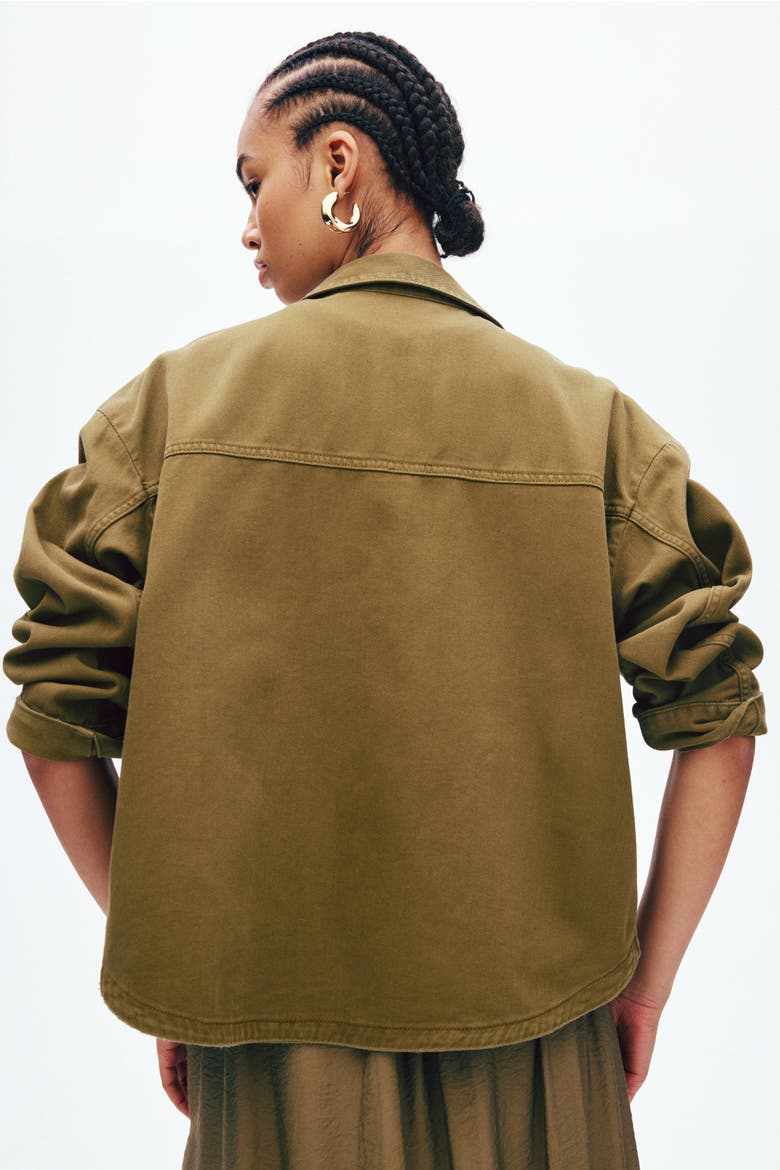 Twill Shacket, Alternate, color, Dark khaki green